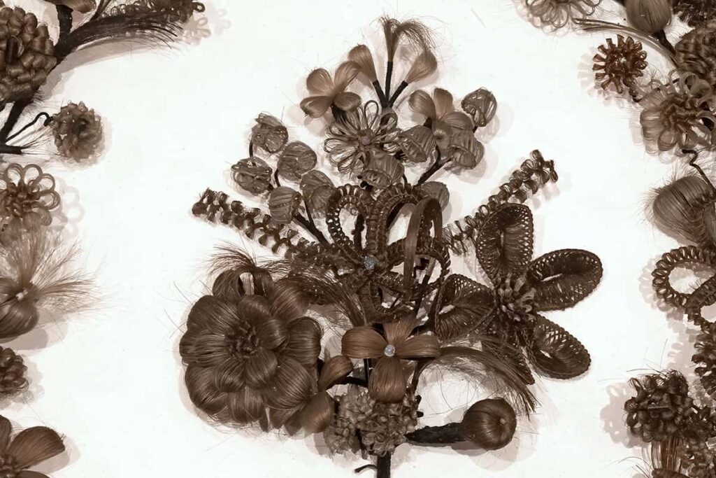 Close in detail of 1800s' hair art